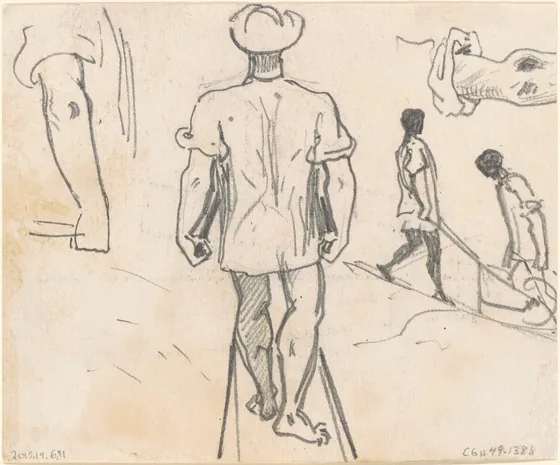 Studies of Peasants with Wheelbarrows [verso]