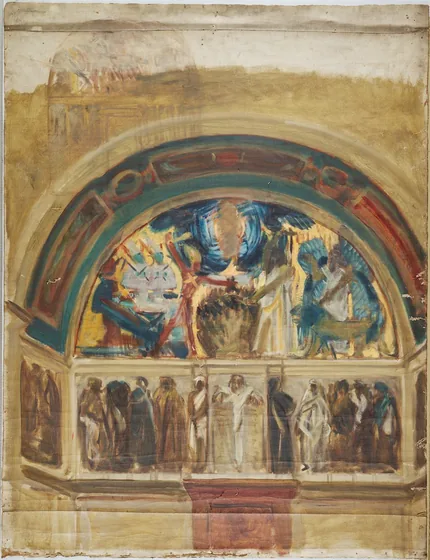 Study for North Wall, Special Collection Hall, Boston Public Library
