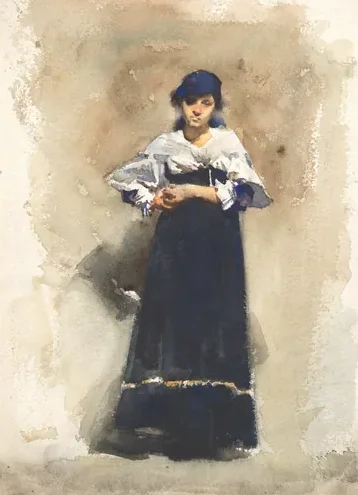 Young Woman with a Black Skirt