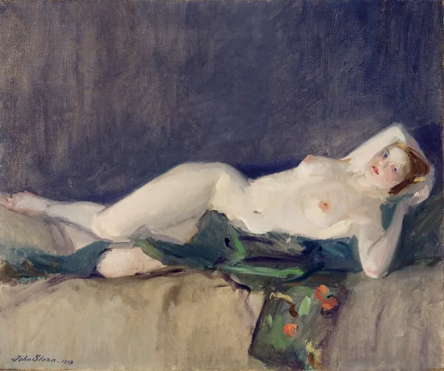 Nu à l'écharpe verte