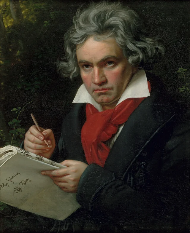 Ludwig van Beethoven com o manuscrito da Missa solemnis, Joseph Karl Stieler