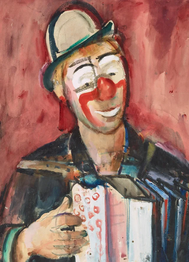 Clown with accordion, Joseph Kutter