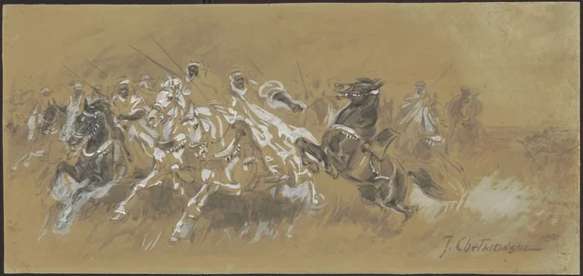 Carga da cavalaria árabe, esboço para um quadro (?)