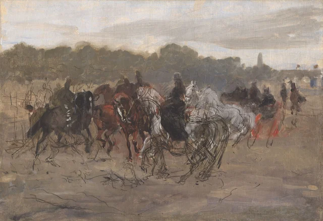 Riders, sketch, Józef Chełmoński
