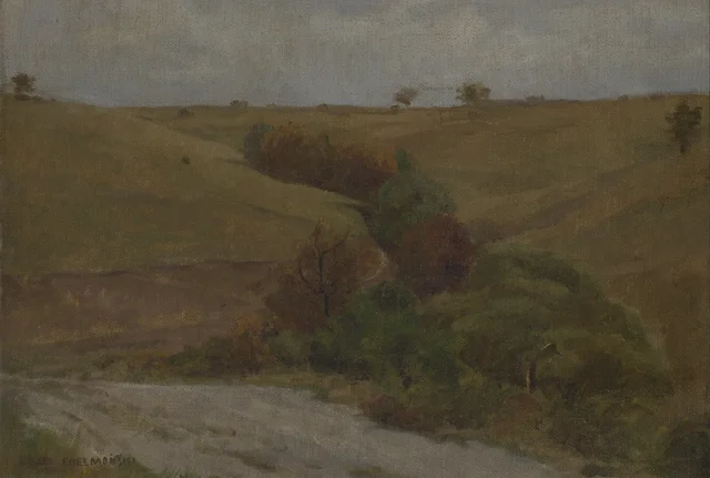 Paisagem, o riacho no vale, Józef Chełmoński