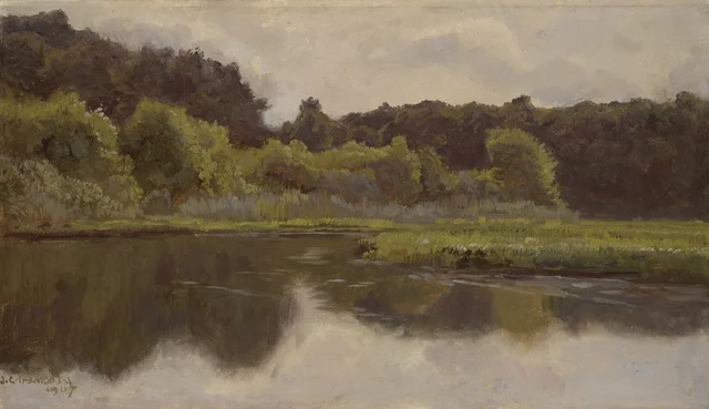 Paisaje con estanque, Józef Chełmoński
