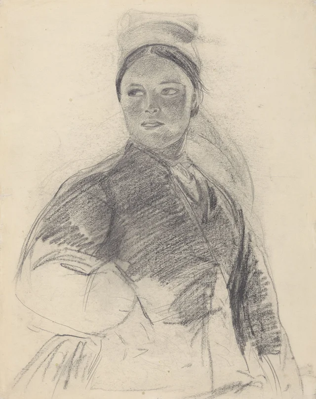 Rutena, estudio para «Atardecer en Polesia» de 1909; al verso: cabeza del mismo personaje, de perfil