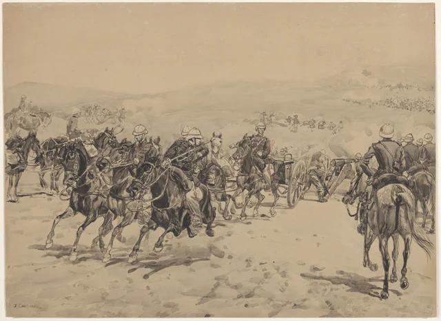 No Tonquim. Montagem de canhões de campanha na estrada de Lang Son, Józef Chełmoński