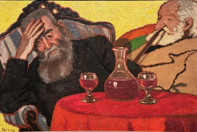 Meu pai e o tio Piacsek bebendo vinho tinto, József Rippl-Rónai