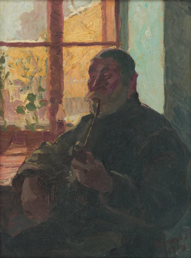 Velho com o cachimbo perto da janela, József Rippl-Rónai