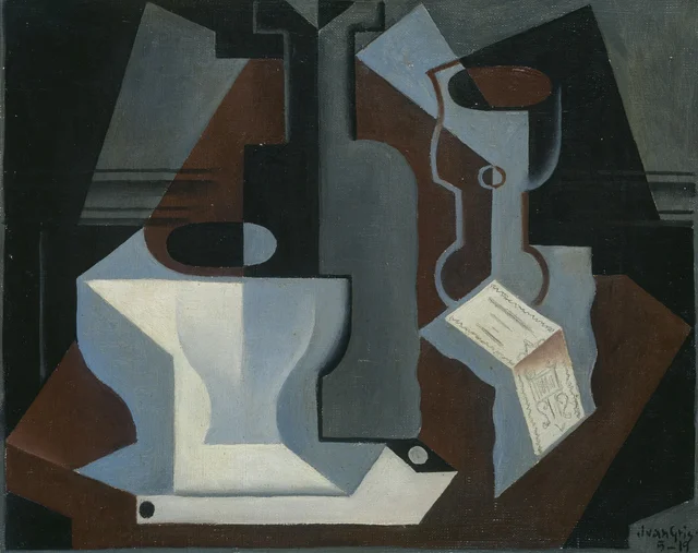 Carafe, bol et verre, Juan Gris