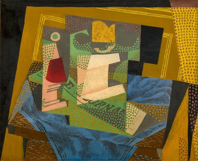 Fruteira sobre um pano azul, Juan Gris