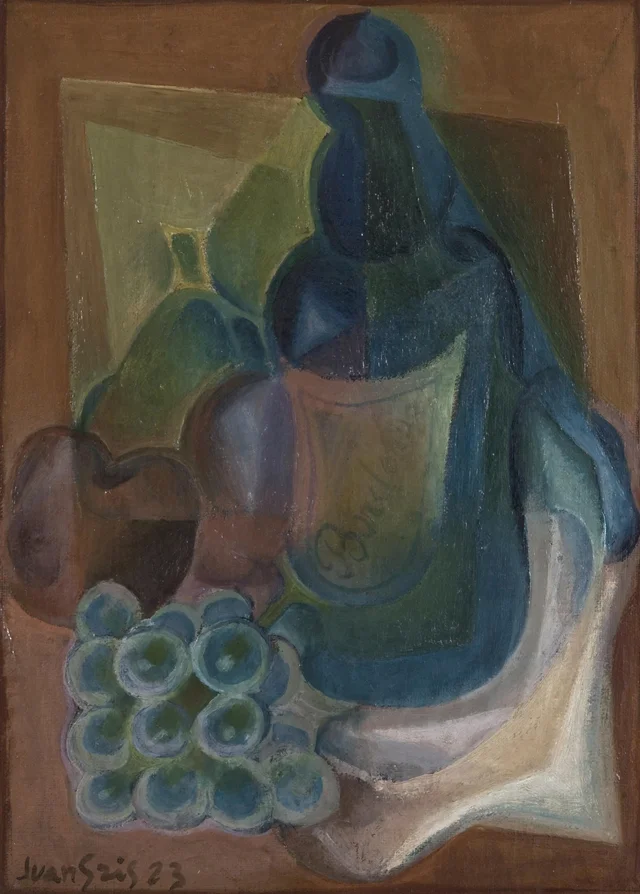 Une bouteille et des fruits, Juan Gris