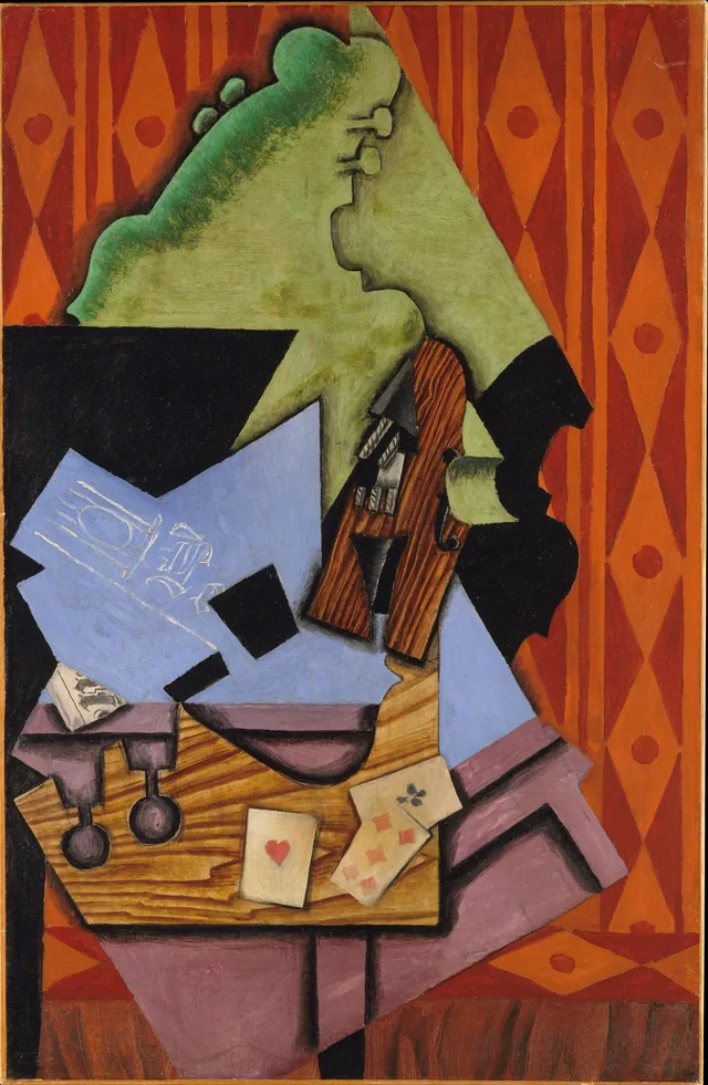 Violín y naipes sobre una mesa, Juan Gris