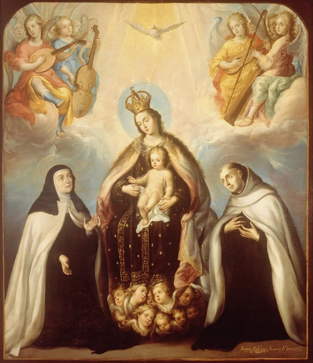 La Vierge du Carmel avec sainte Thérèse et saint Jean de la Croix