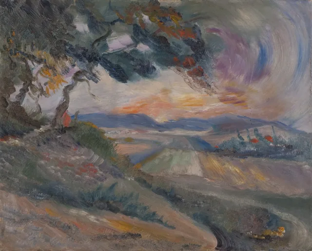 Untitled (multicoloured landscape, strong cosmic movement), Karel Albert Schmidt