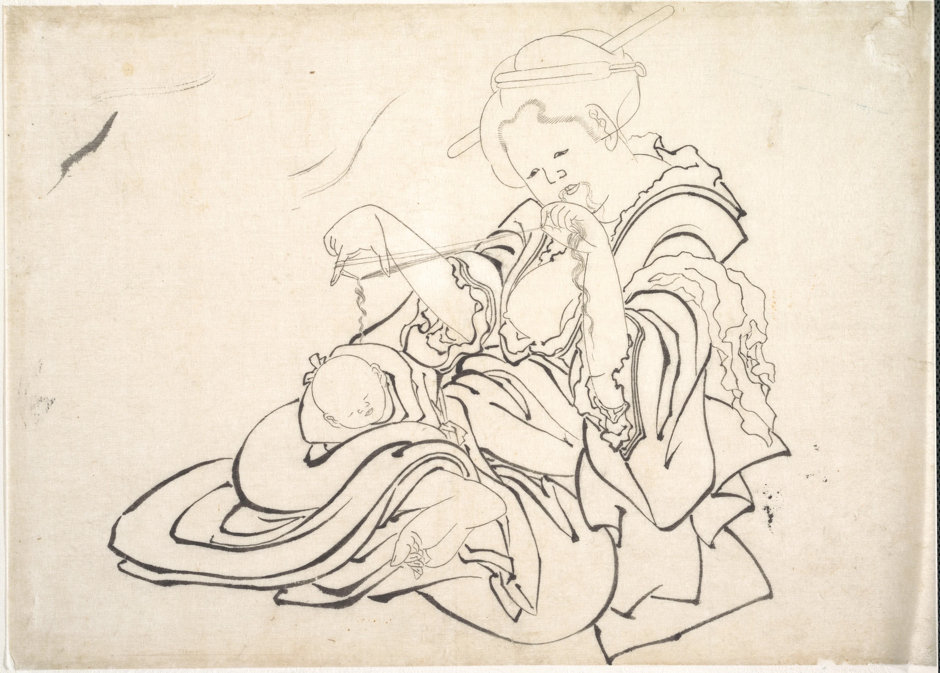 A Woman and Baby, Katsushika Hokusai