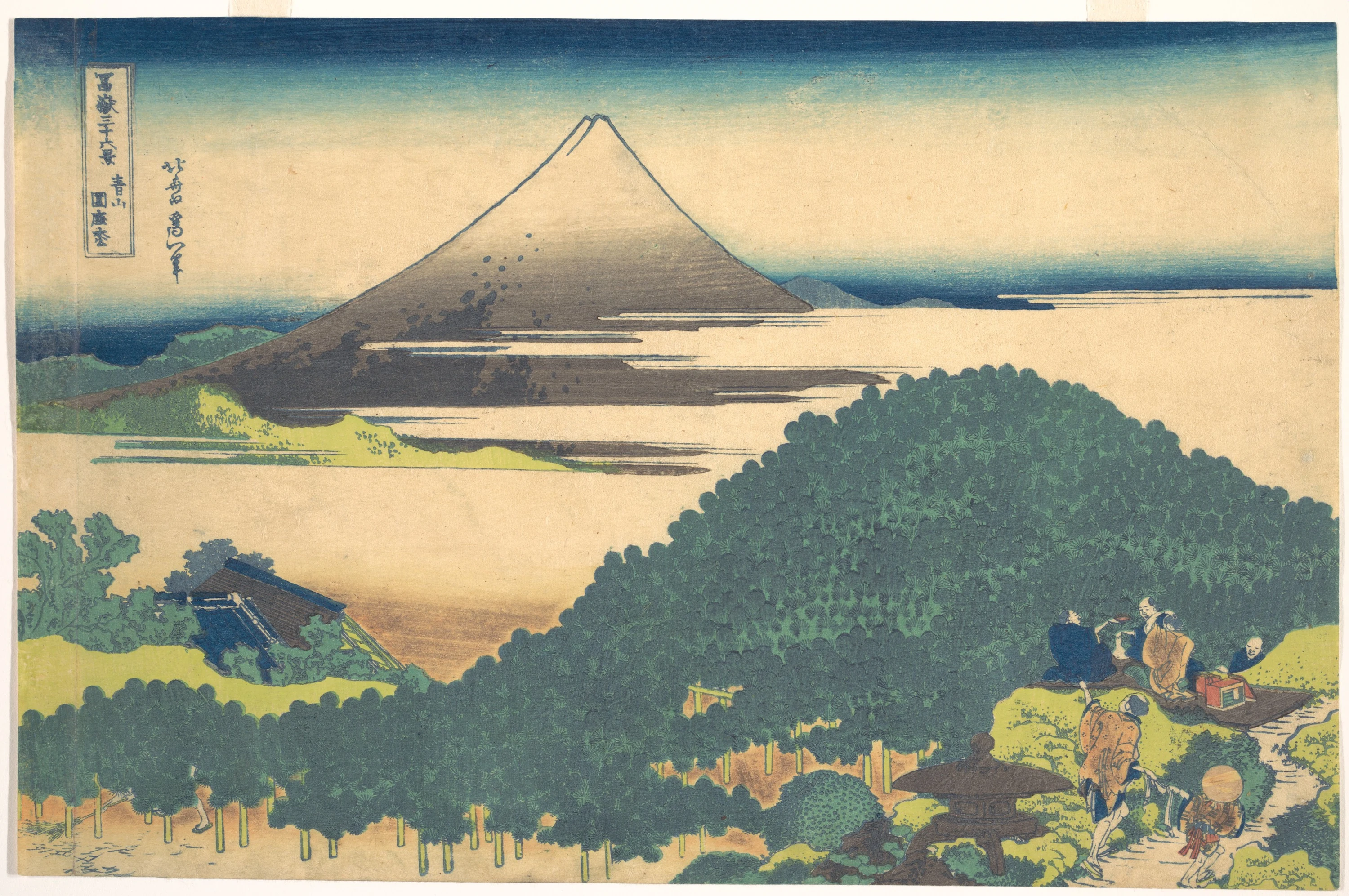 Cushion Pine at Aoyama (Aoyama enza no matsu), from the series Thirty-six Views of Mount Fuji (Fugaku sanjūrokkei), Katsushika Hokusai