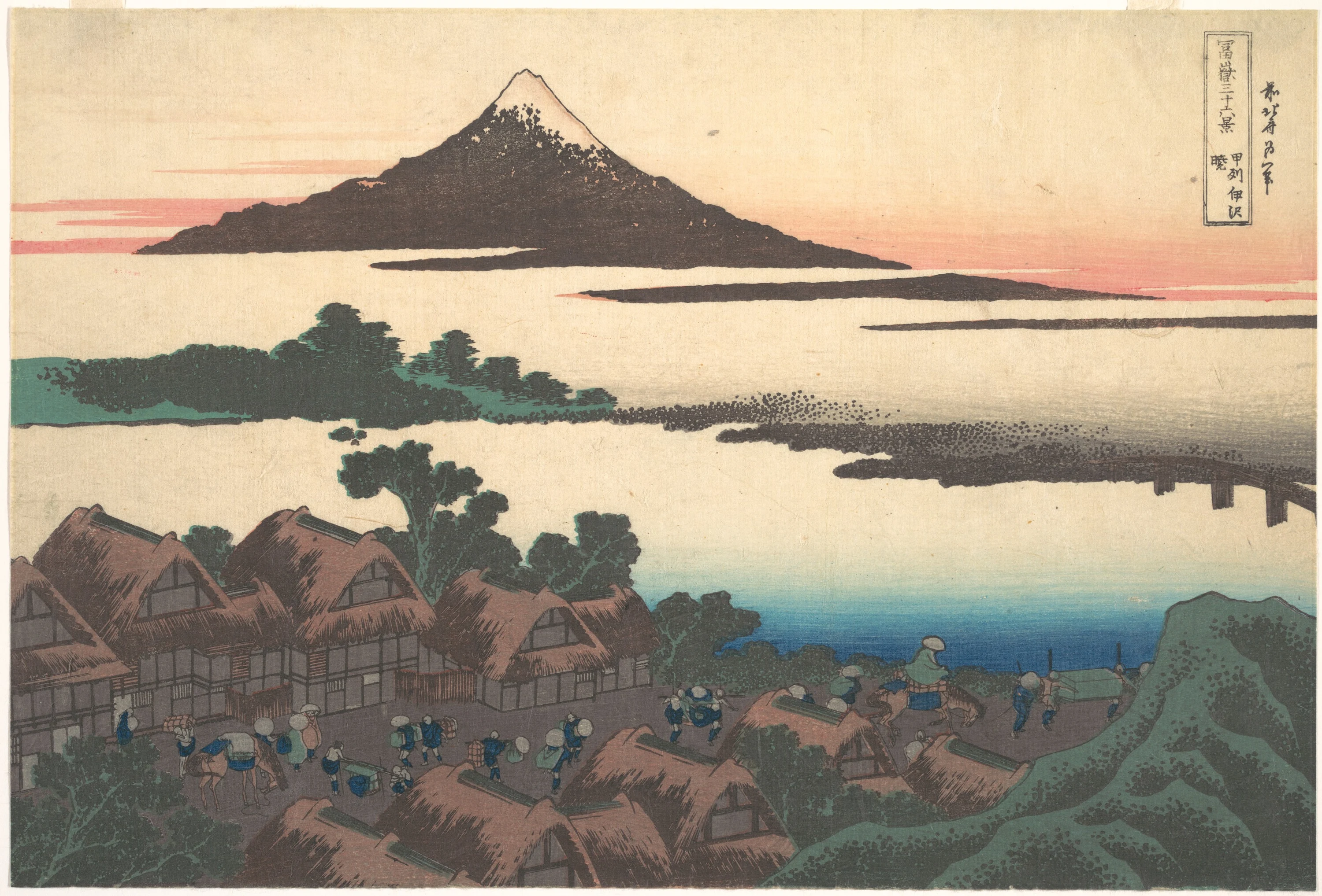 Dawn at Isawa in Kai Province (Kōshū Isawa no akatsuki), from the series Thirty-six Views of Mount Fuji (Fugaku sanjūrokkei), Katsushika Hokusai