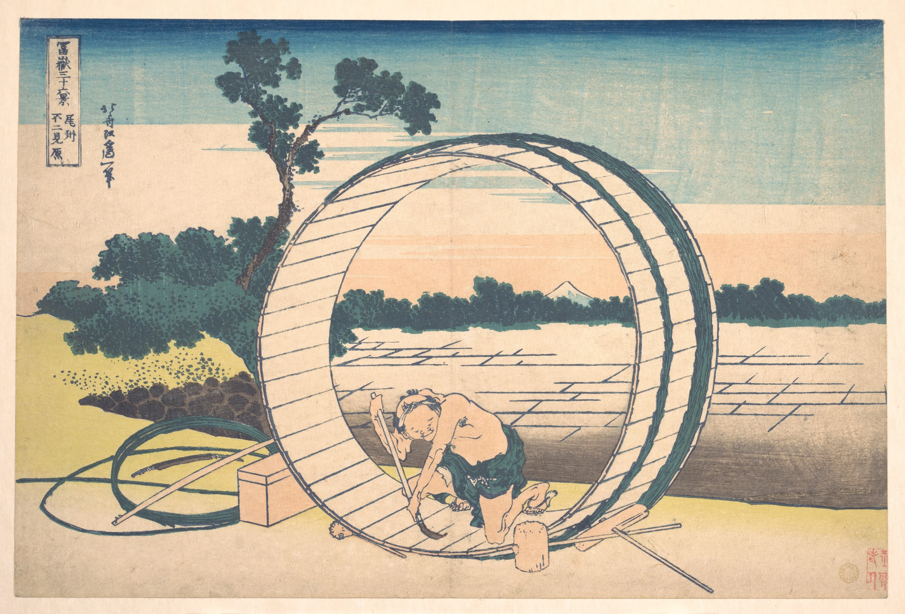 Fujimigahara in Owari Province (Bishū Fujimigahara), from the series Thirty-six Views of Mount Fuji (Fugaku sanjūrokkei), Katsushika Hokusai