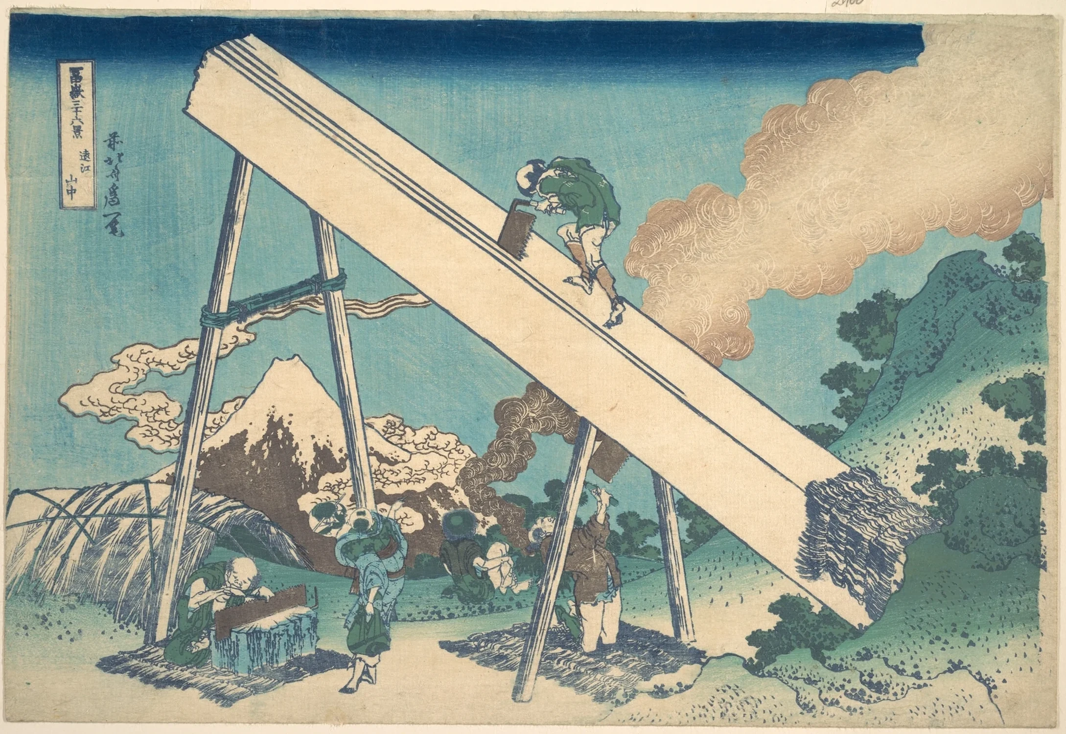 In the Mountains of Tōtomi Province (Tōtomi sanchū), from the series Thirty-six Views of Mount Fuji (Fugaku sanjūrokkei), Katsushika Hokusai