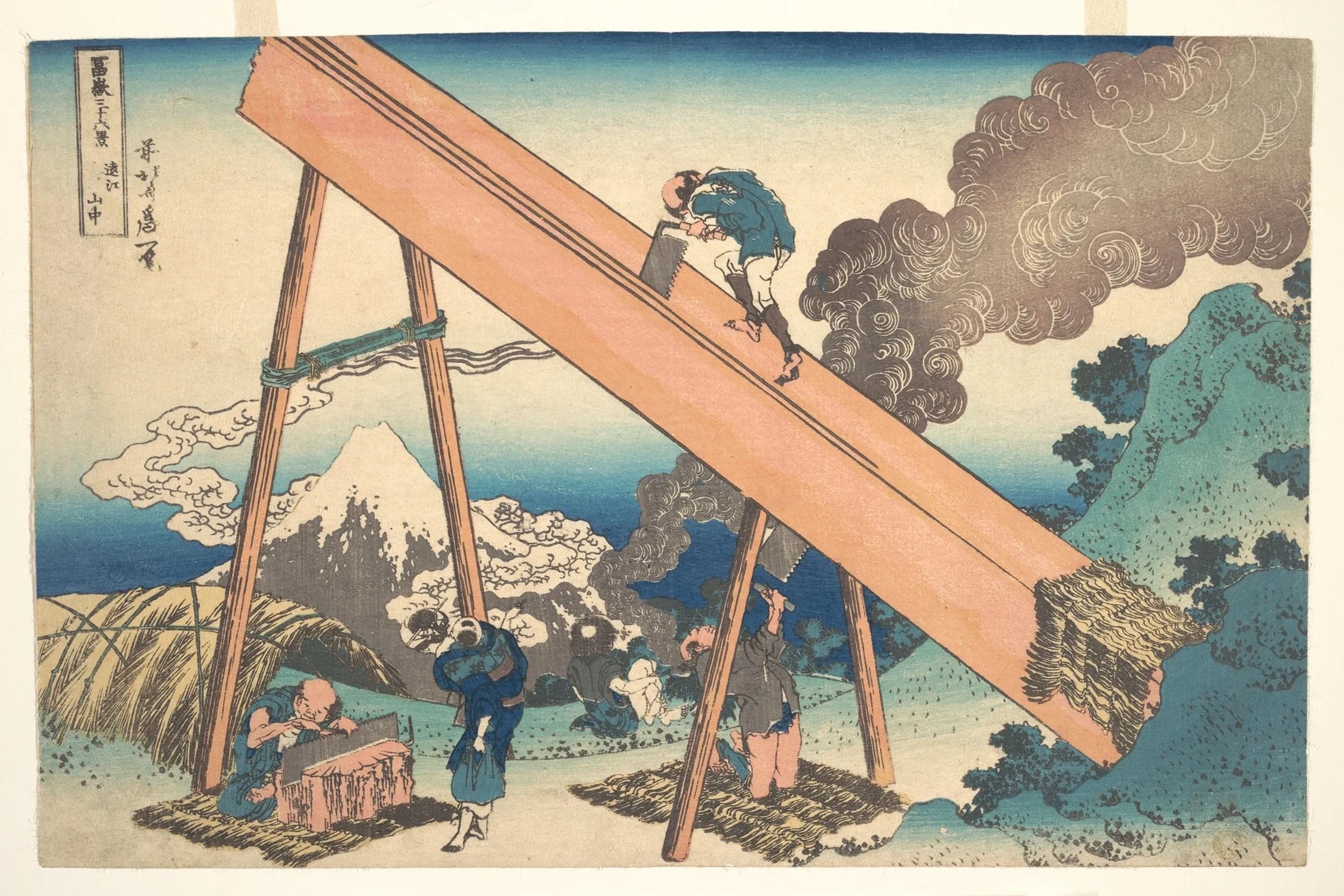 In the Mountains of Tōtomi Province (Tōtomi sanchū), from the series Thirty-six Views of Mount Fuji (Fugaku sanjūrokkei), Katsushika Hokusai