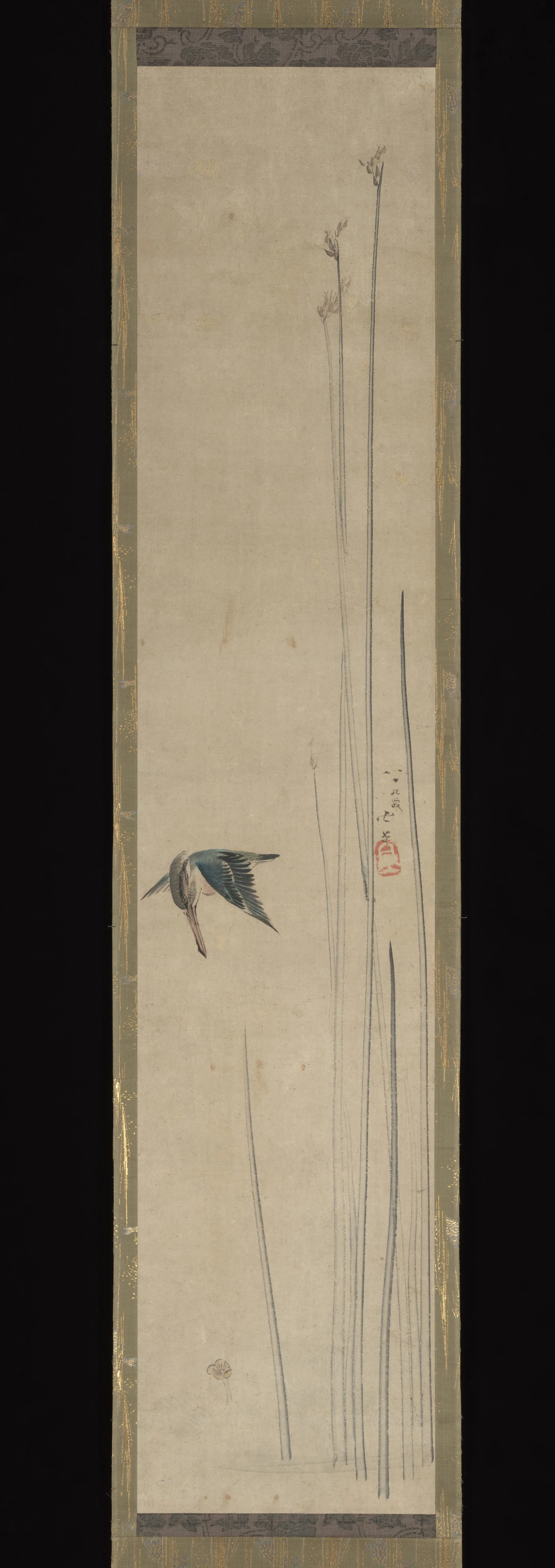 Kingfisher and Bulrushes, Katsushika Hokusai