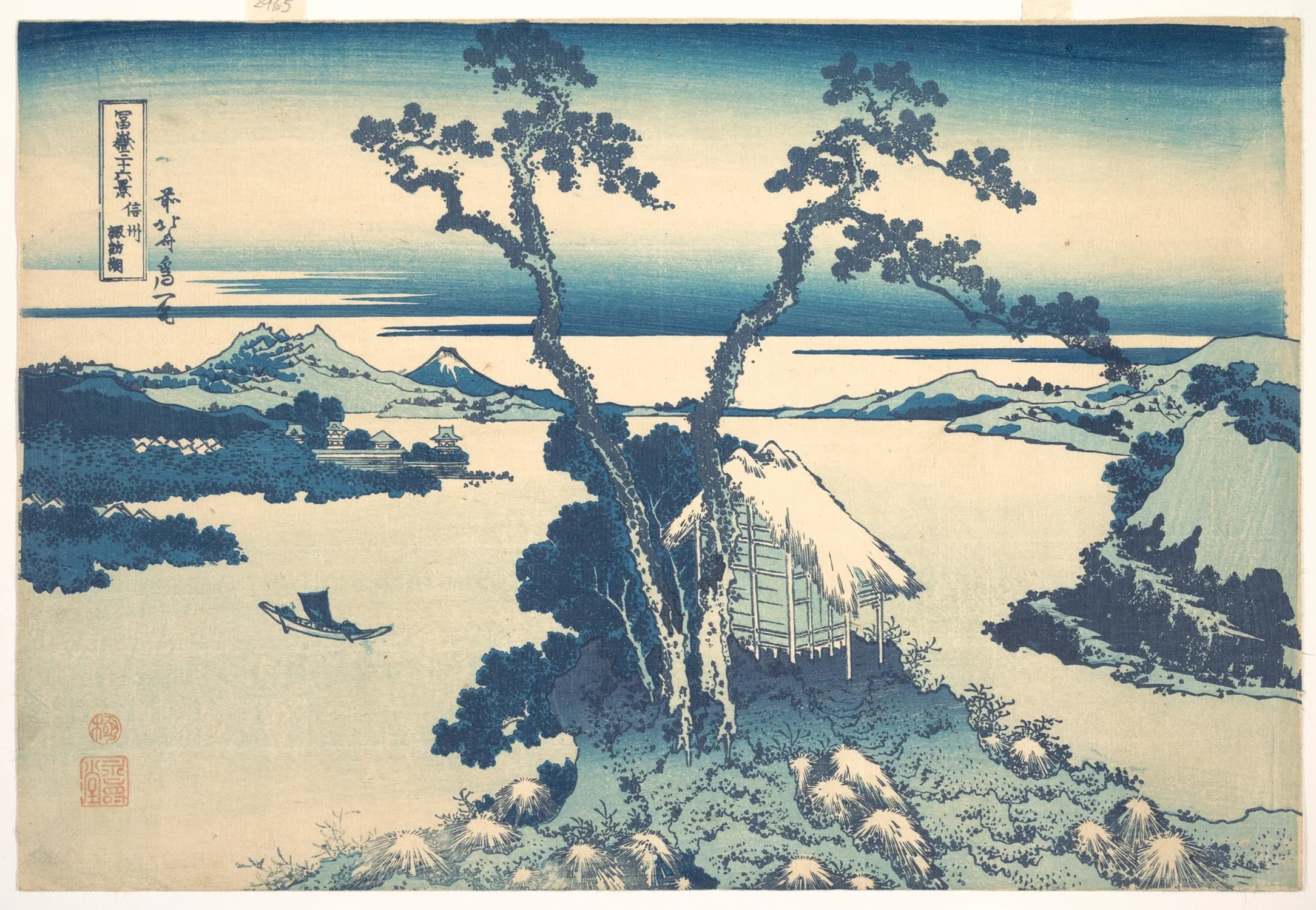 Lake Suwa in Shinano Province (Shinshū Suwako), from the series Thirty-six Views of Mount Fuji (Fugaku sanjūrokkei), Katsushika Hokusai
