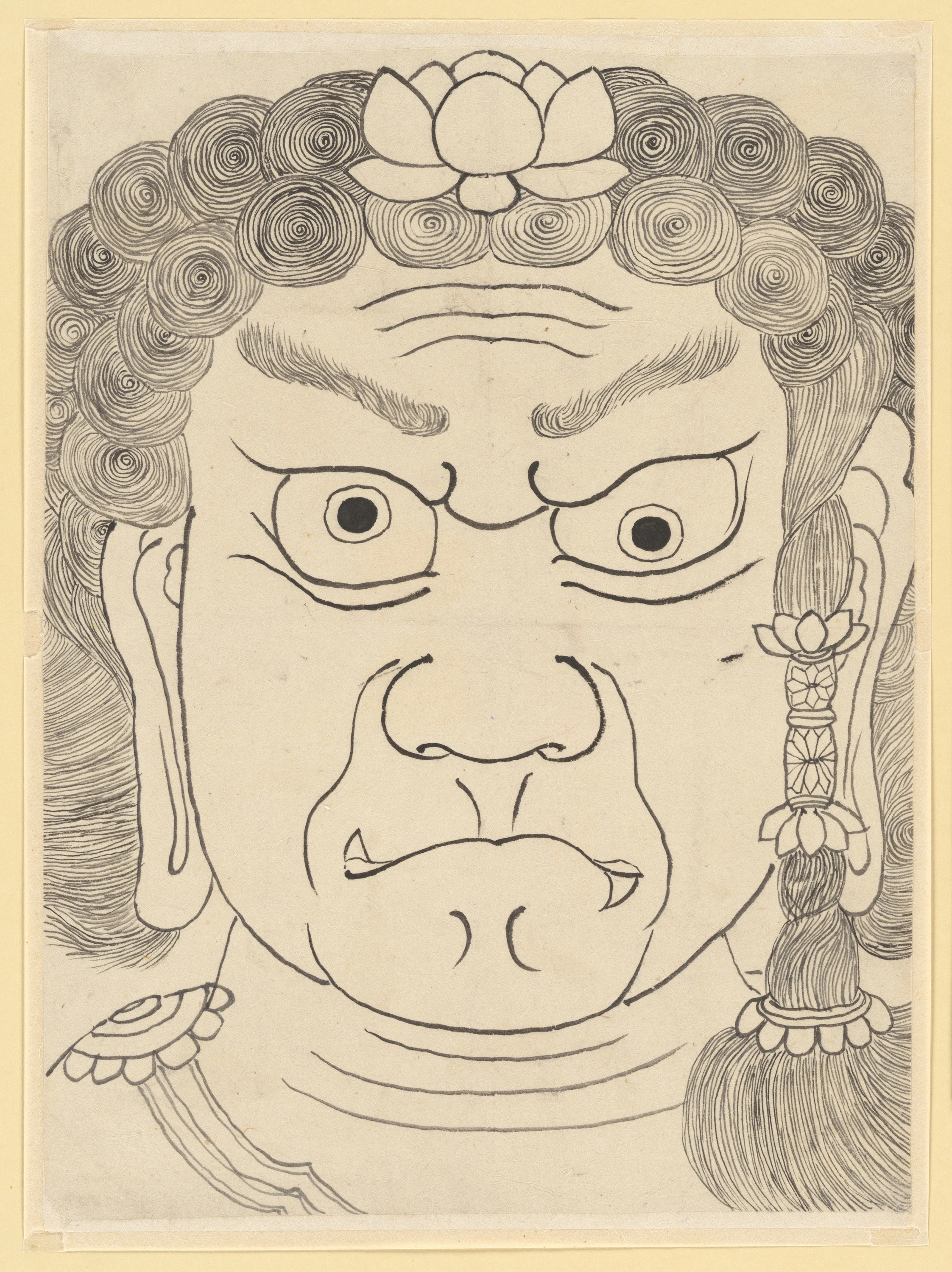 Mask of Fudō Myōō, Katsushika Hokusai