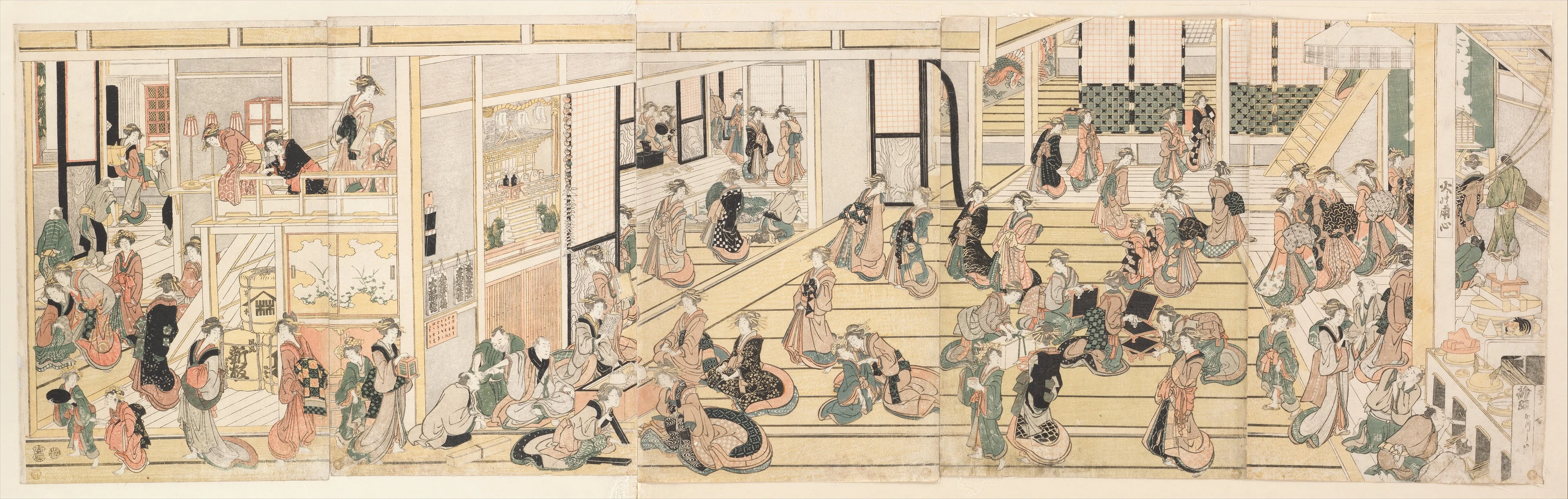 New Year's Day at the Ōgiya Brothel, Yoshiwara, Katsushika Hokusai