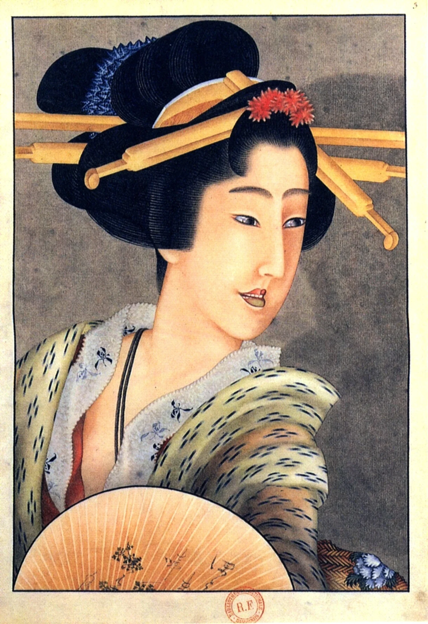 Portrait of a woman holding a fan, Katsushika Hokusai