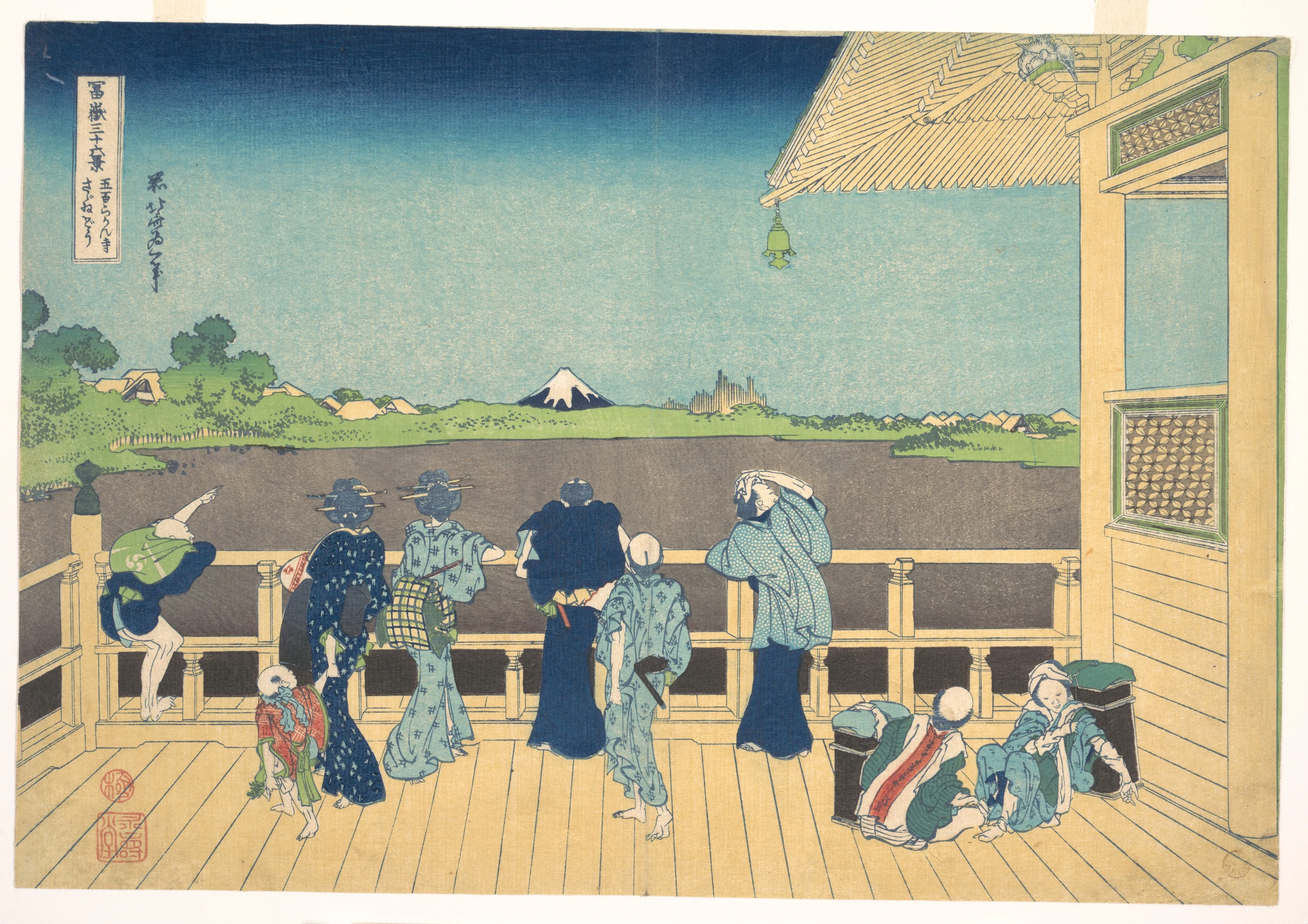 Sazai Hall at the Temple of the Five Hundred Arhats (Gohyaku Rakanji Sazaidō), from the series Thirty-six Views of Mount Fuji (Fugaku sanjūrokkei), Katsushika Hokusai