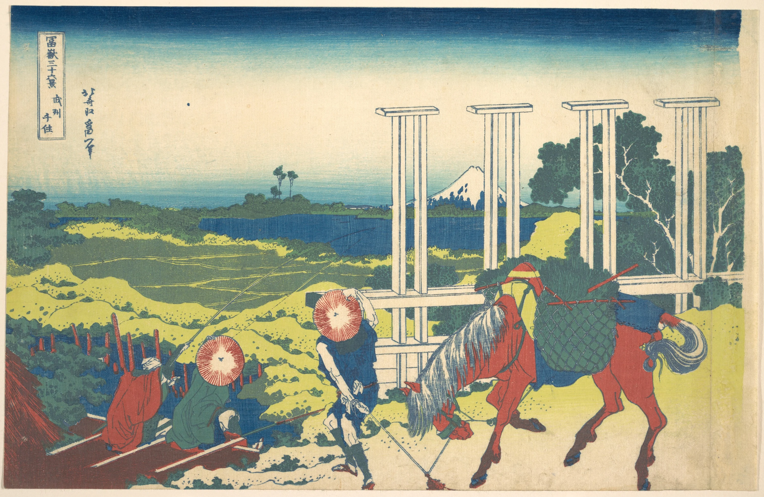 Senju in Musashi Province (Bushū Senju), from the series Thirty-six Views of Mount Fuji (Fugaku sanjūrokkei), Katsushika Hokusai
