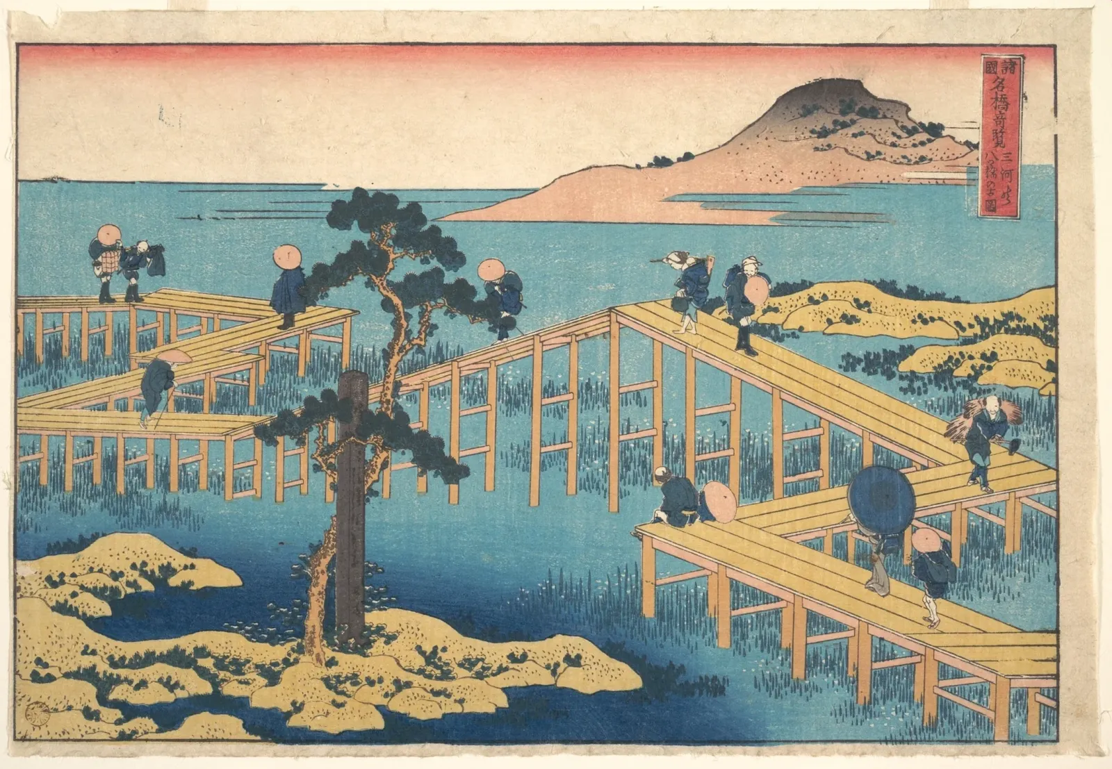 Ancient View of Yatsuhashi in Mikawa Province, Katsushika Hokusai