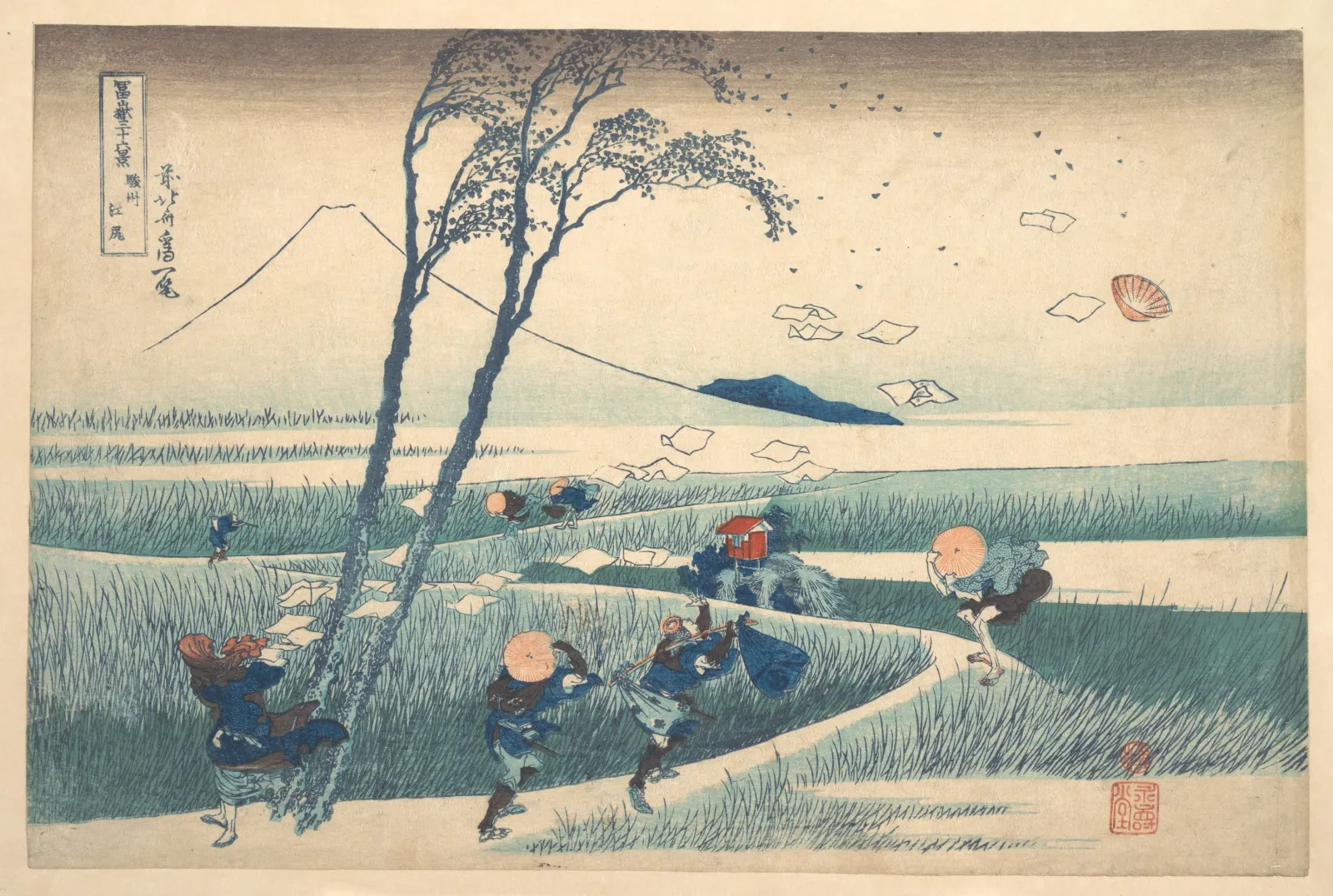 Ejiri in Suruga Province (Sunshū Ejiri), from the series Thirty-six Views of Mount Fuji (Fugaku sanjūrokkei), Katsushika Hokusai