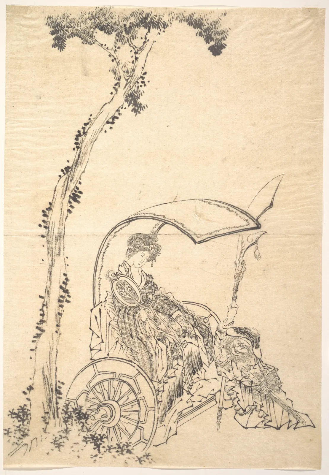 Lady in a Chariot, Katsushika Hokusai