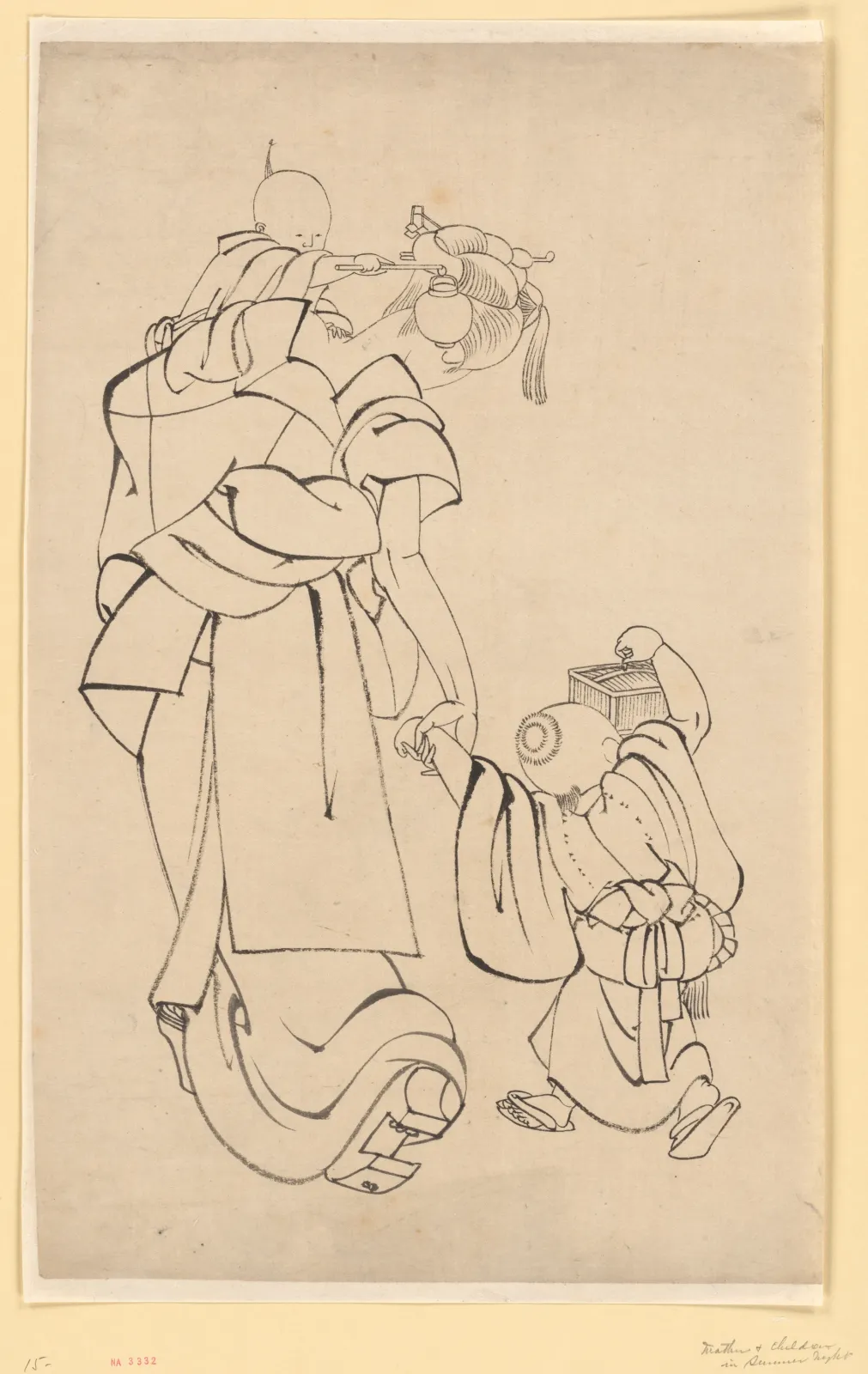 Mother and Children in Summer Night, Katsushika Hokusai