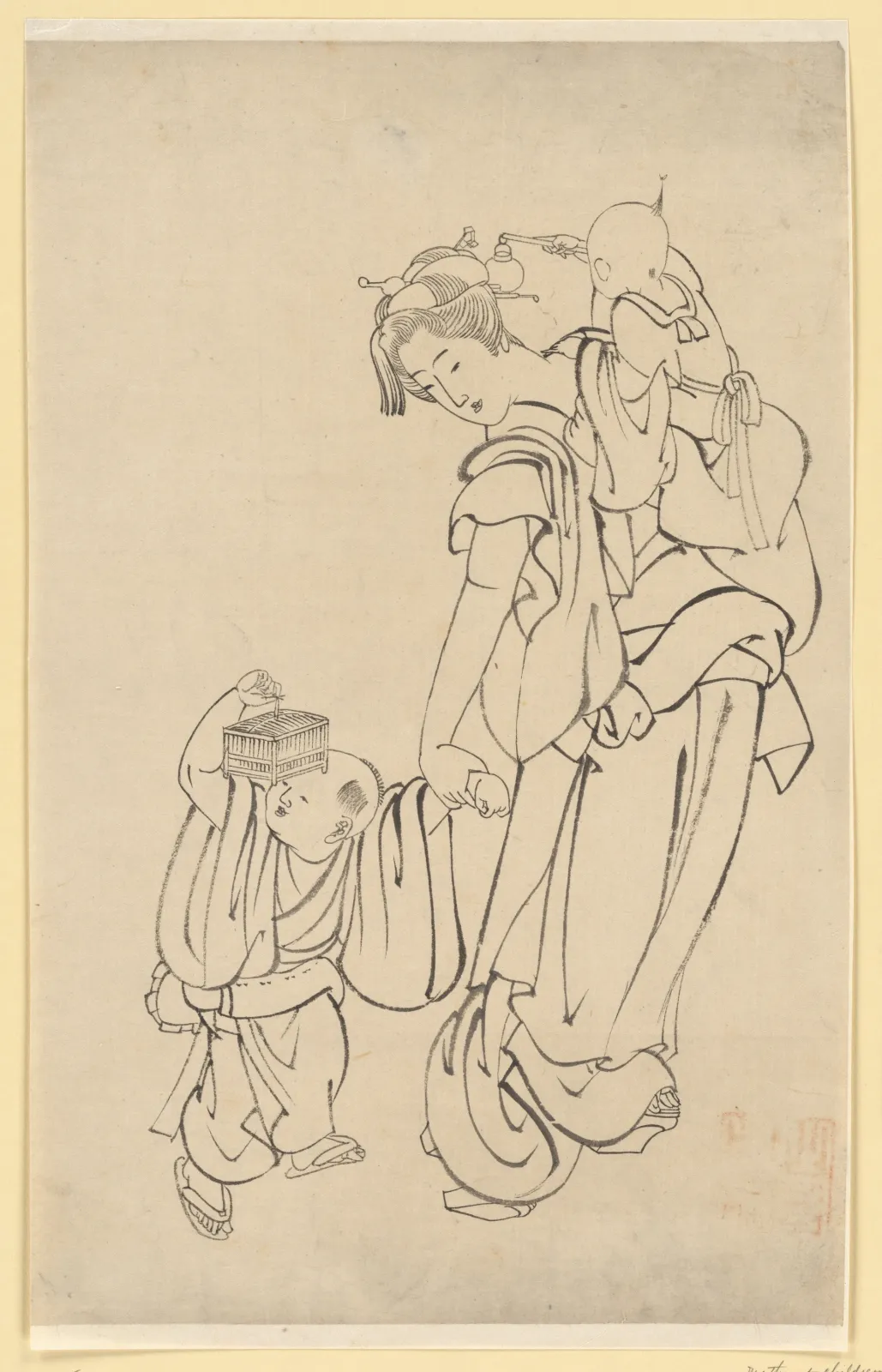 Mother and Children in Summer Night, Katsushika Hokusai