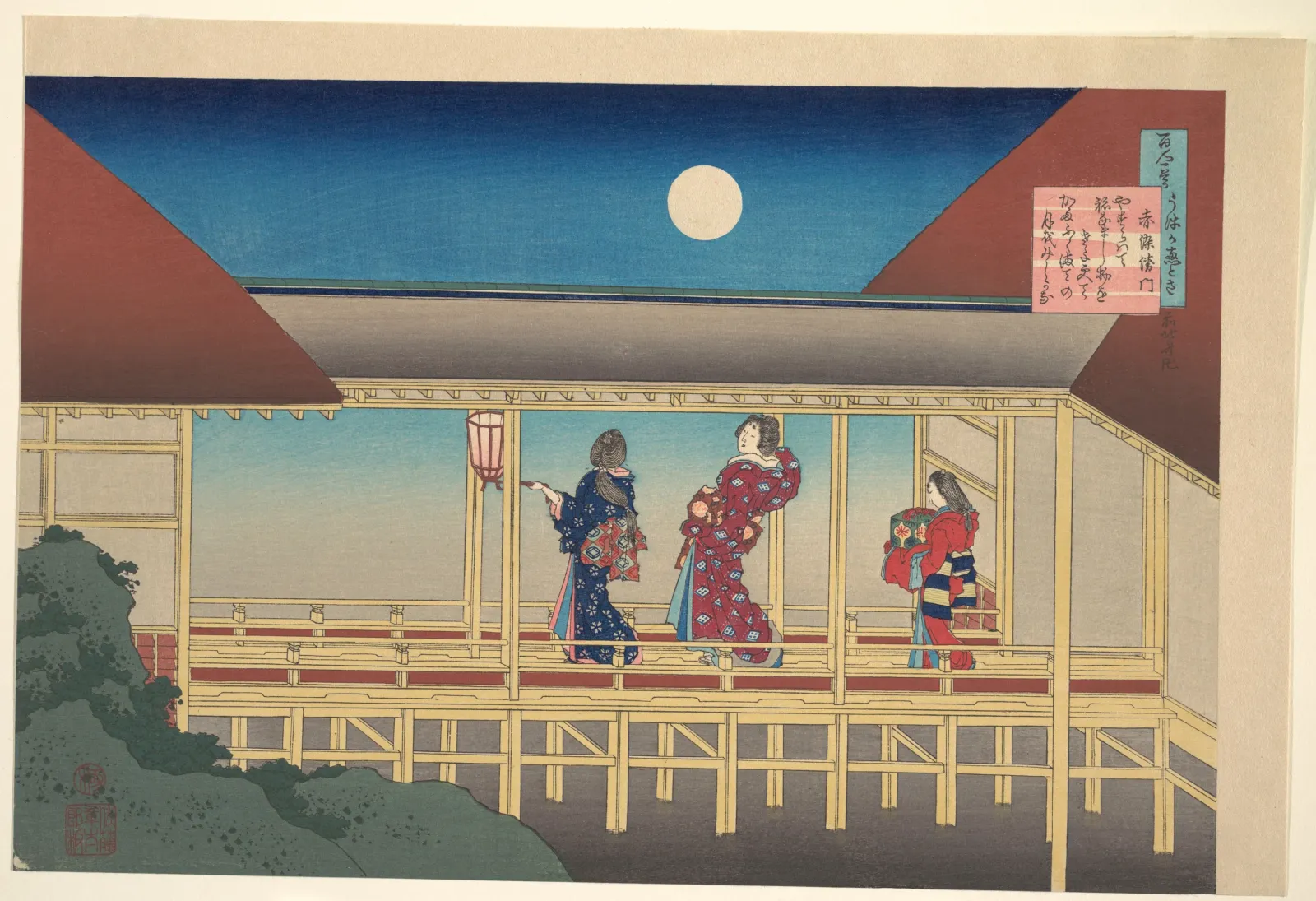 Poem by Akazome Emon, from the series One Hundred Poems Explained by the Nurse (Hyakunin isshu uba ga etoki), Katsushika Hokusai