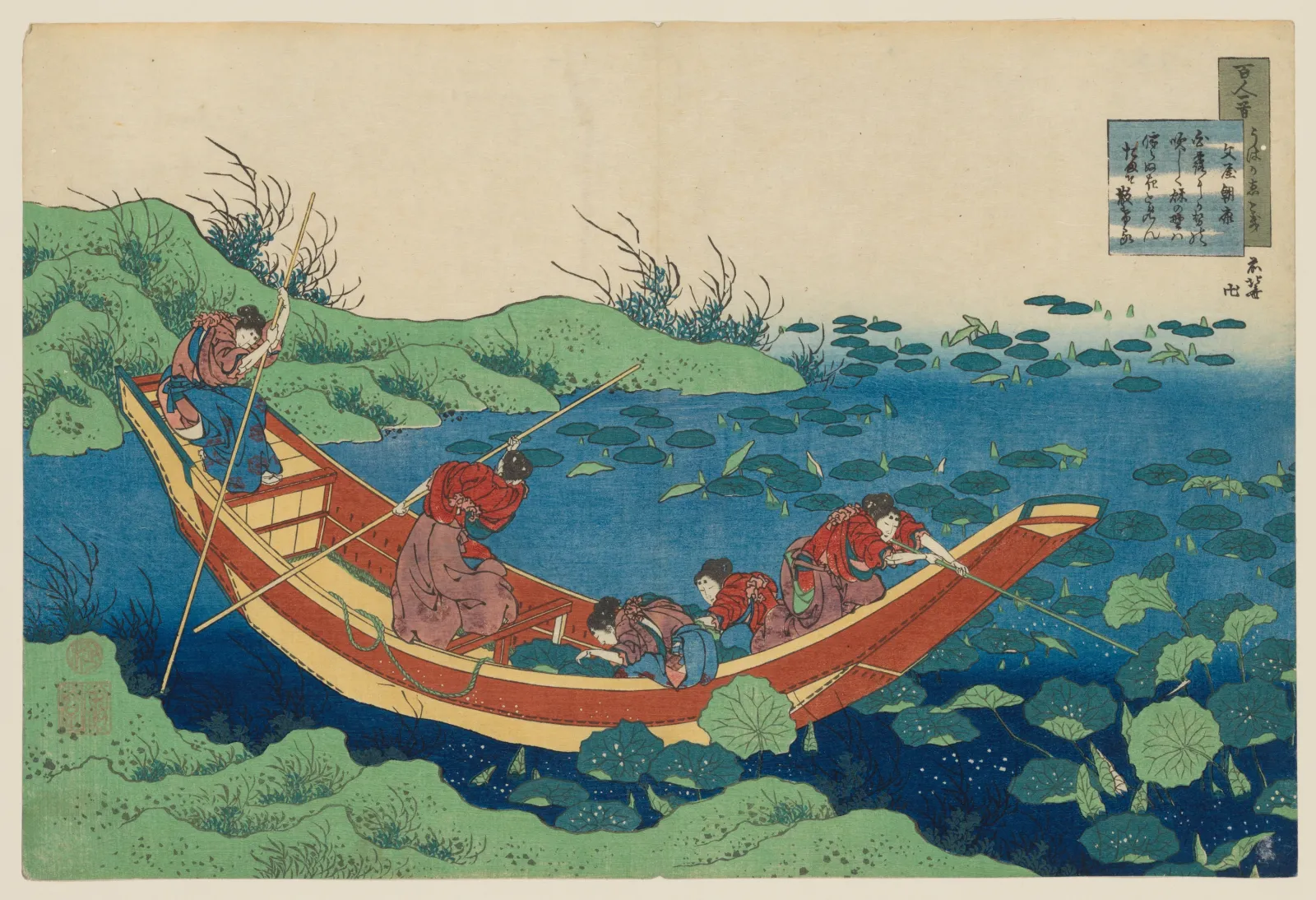 Poem by Funya no Asayasu, from the series One Hundred Poems Explained by a Nurse (Hyakunin isshu ubaga etoki), Katsushika Hokusai