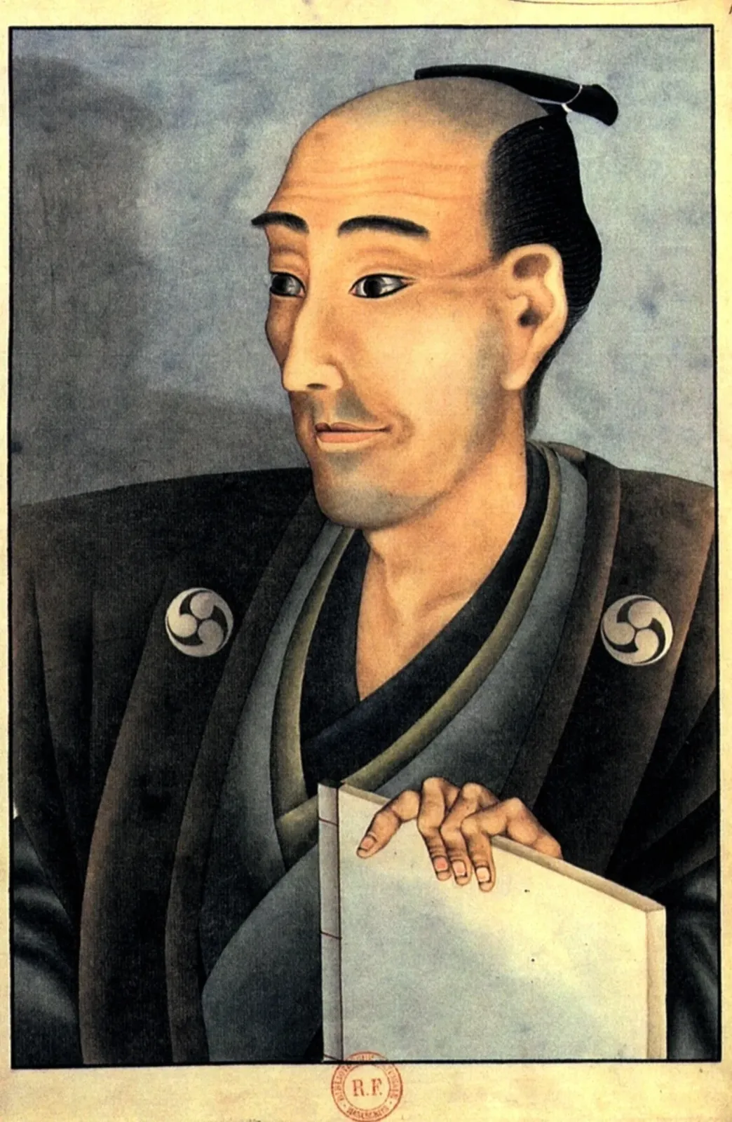 Portrait d'un homme de haute naissance avec un livre, Katsushika Hokusai