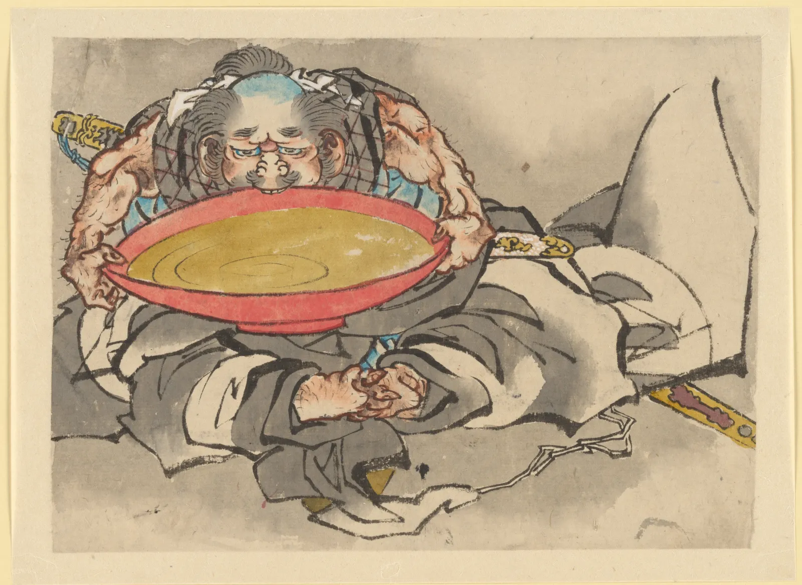 Sakata Kintoki Drinking Sake Wine, Katsushika Hokusai