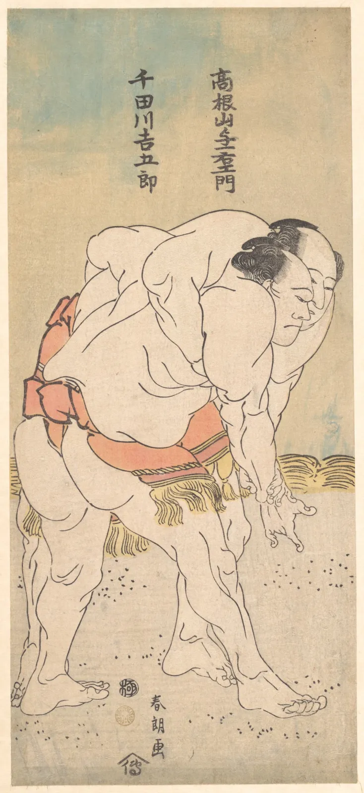 Les Lutteurs de sumo Takaneyama Yoichiemon et Sendagawa Kichigorō, Katsushika Hokusai
