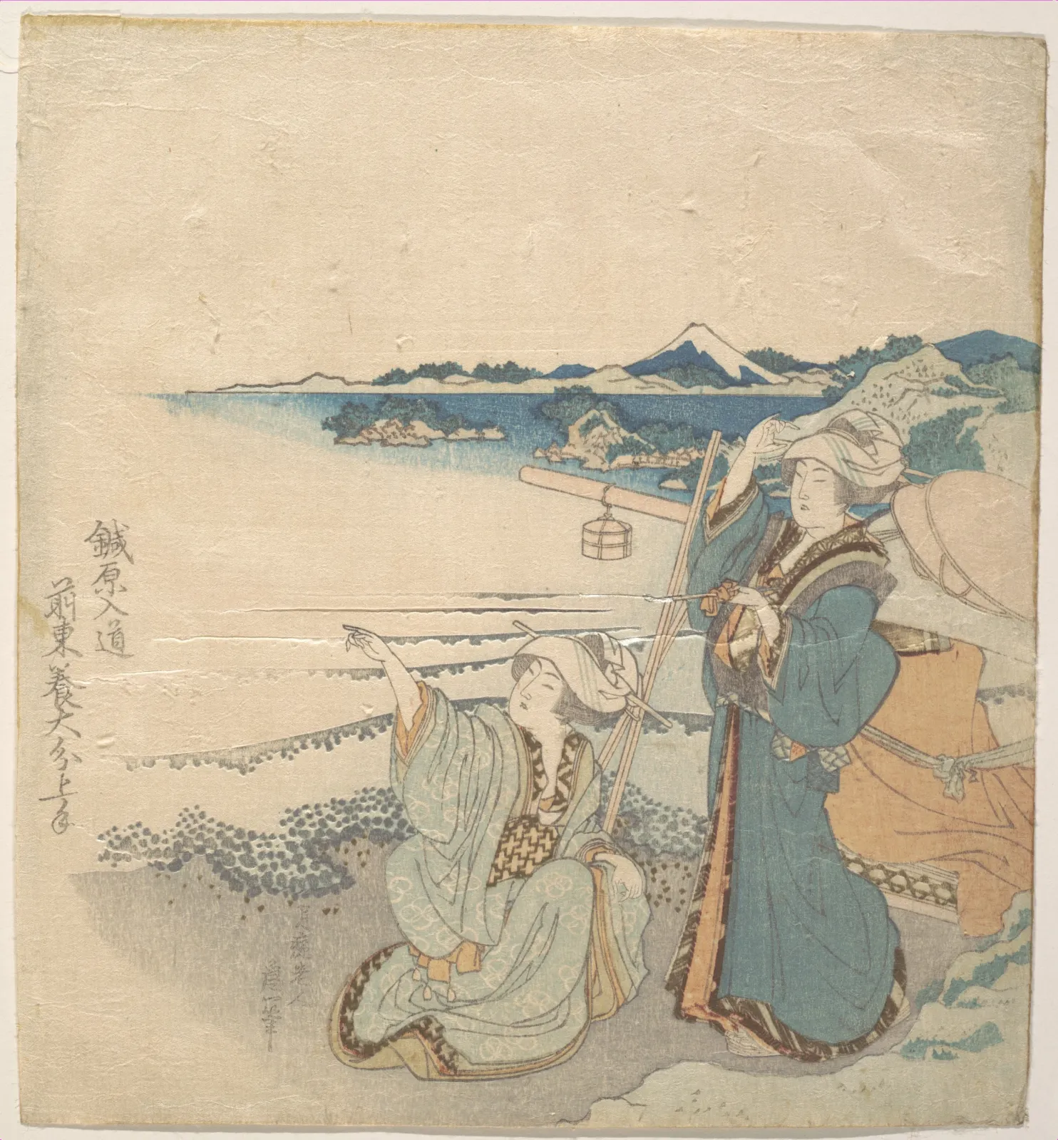 Two Young Ladies at Shore; One Pointing, Katsushika Hokusai