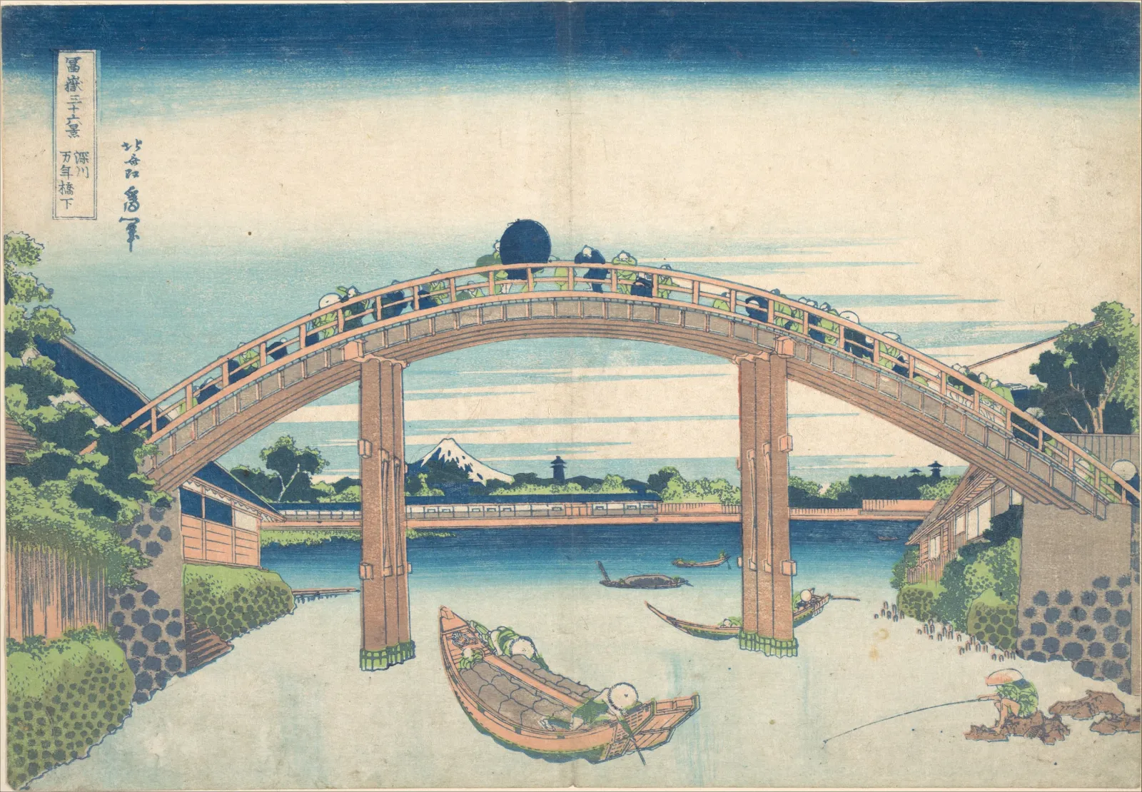 Under the Mannen Bridge at Fukagawa, Katsushika Hokusai