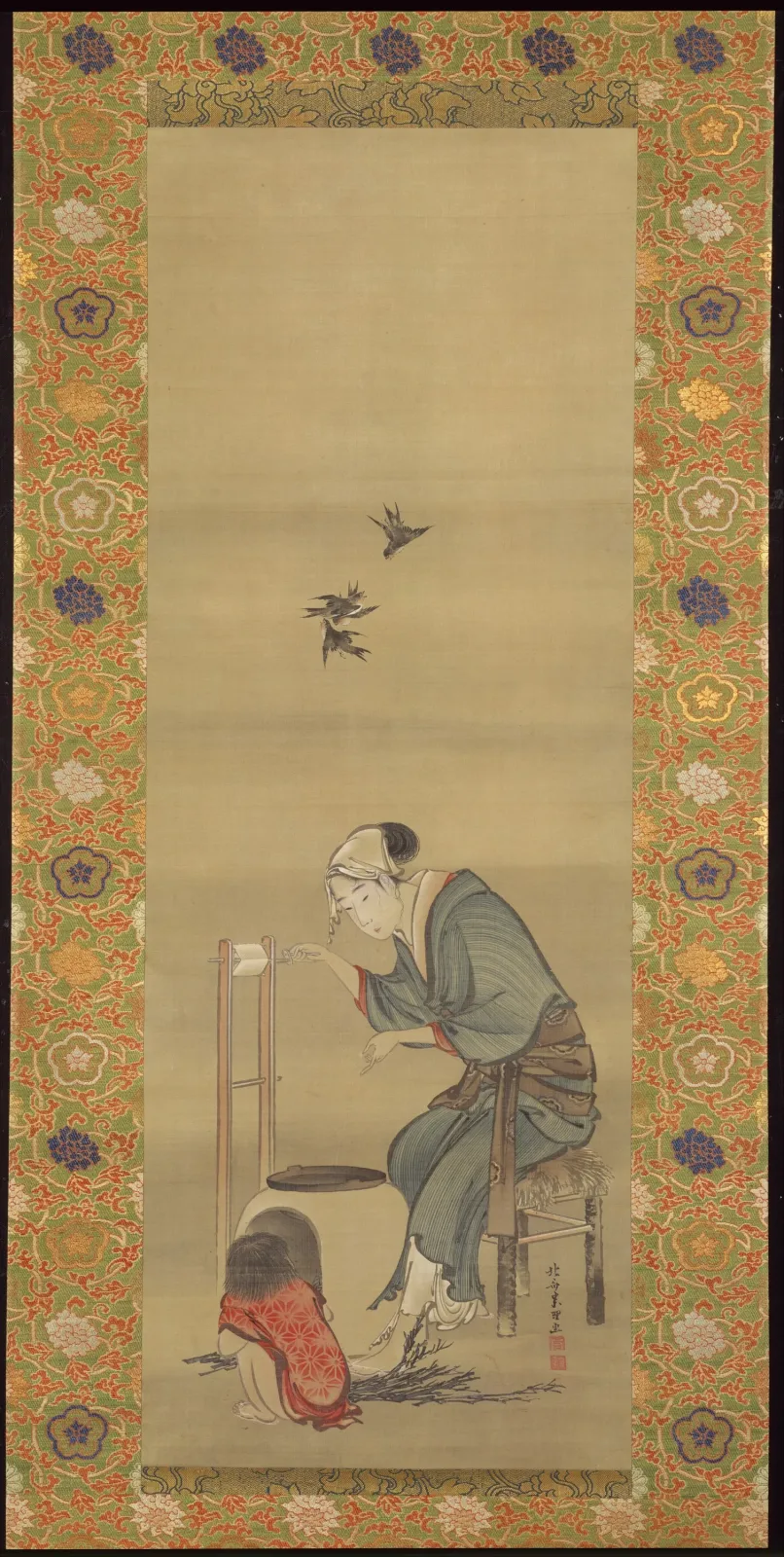 Woman Spinning Silk, Katsushika Hokusai