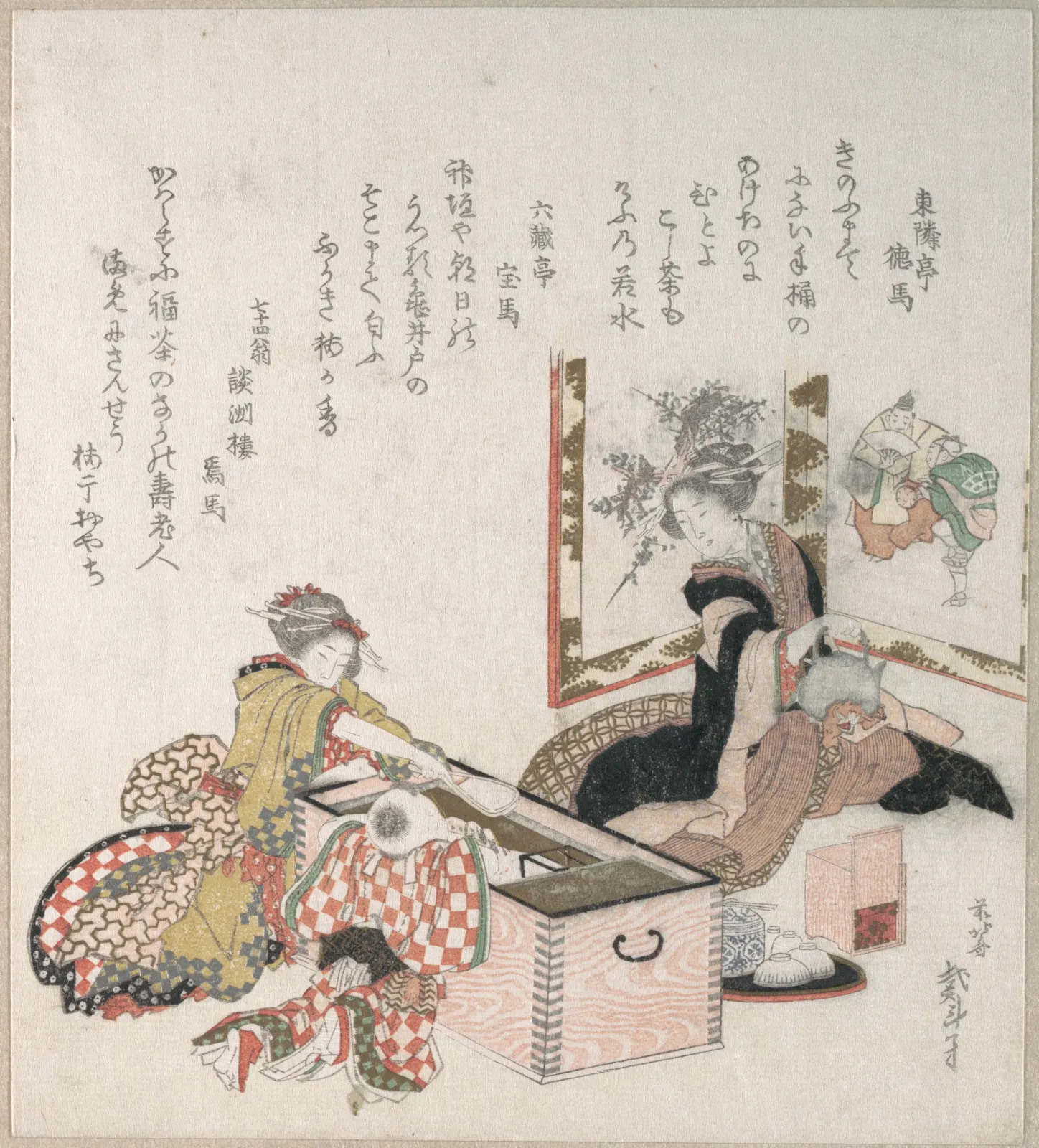 Women Preparing Tea Around the Fire-Holder, Katsushika Hokusai