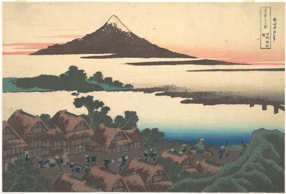 Dawn at Isawa in Kai Province (Kōshū Isawa no akatsuki), from the series Thirty-six Views of Mount Fuji (Fugaku sanjūrokkei)