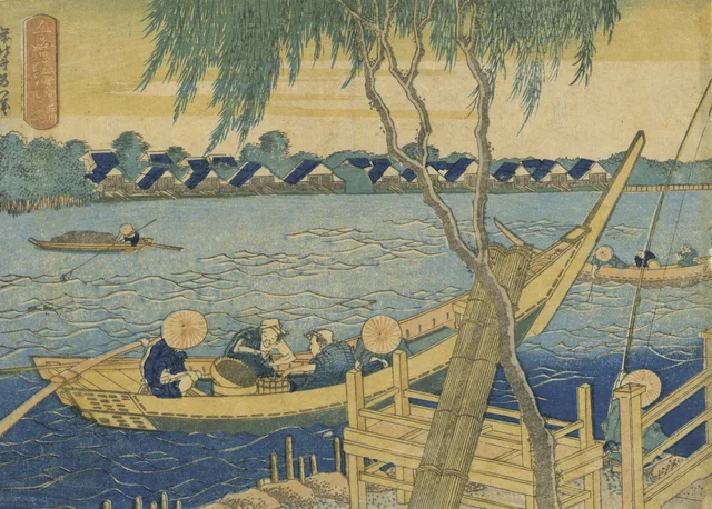 Pesca no rio Miyato, Katsushika Hokusai
