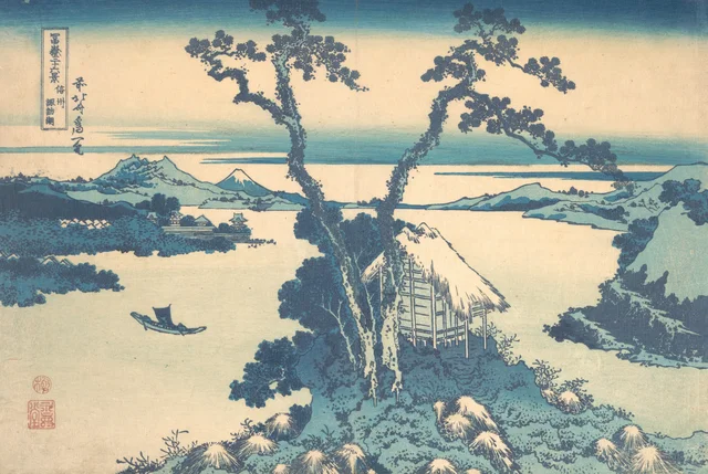 El lago Suwa en la provincia de Shinano (Shinshū Suwako), de la serie Treinta y seis vistas del monte Fuji (Fugaku sanjūrokkei), Katsushika Hokusai